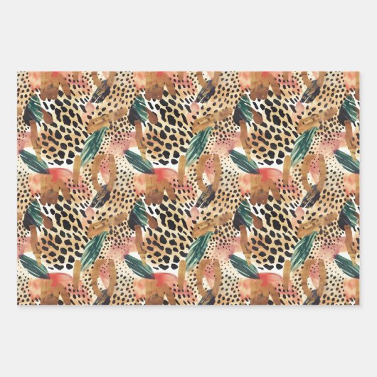 Safari Tiere für Druckmuster Muster Savannah Boho Geschenkpapier Set (Vorderseite)