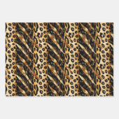 Safari Tiere Fur Druckmuster Muster Schwarz und Go Geschenkpapier Set (Vorderseite 2)