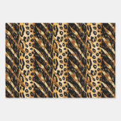 Safari Tiere Fur Druckmuster Muster Schwarz und Go Geschenkpapier Set (Vorderseite)