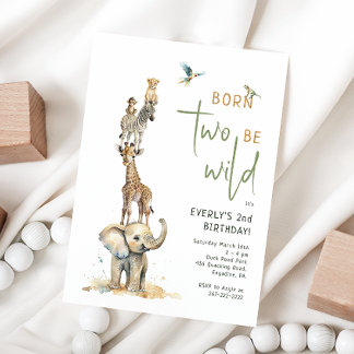 Safari-Tiere "Geborene Zwei-Wege-Wildtiere" Kinder Einladung