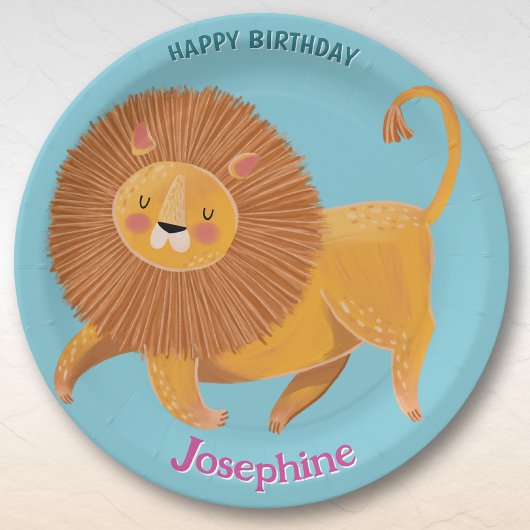 Safari-Tiere Geburtstag Löwe Mädchen Pappteller