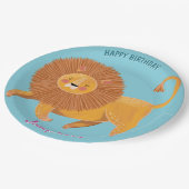 Safari-Tiere Geburtstag Löwe Mädchen Pappteller (Schrägansicht)