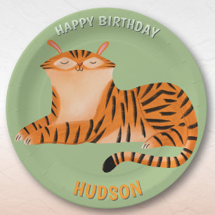 Safari-Tiere Geburtstag Tiger Kind individuell Pappteller