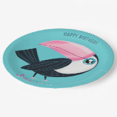 Safari-Tiere Geburtstag Tukan Mädchen Pappteller (Schrägansicht)