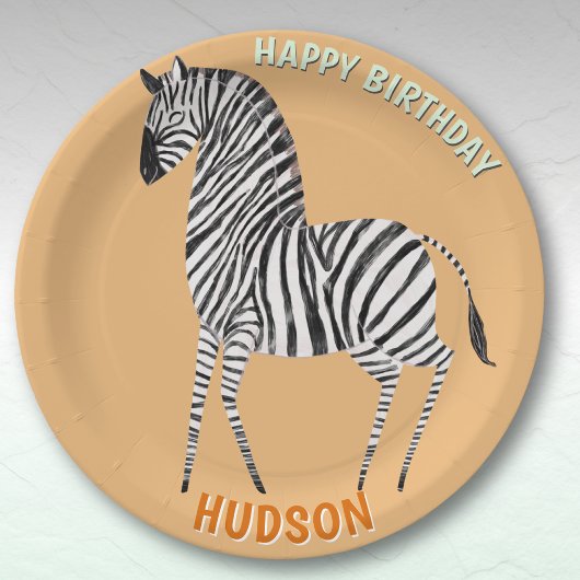 Safari-Tiere Geburtstag Zebra Kind individuell Pappteller