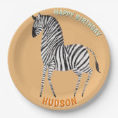 Safari-Tiere Geburtstag Zebra Kind individuell Pappteller (Vorderseite)