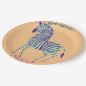 Safari-Tiere Geburtstag Zebra Mädchen Pappteller (Schrägansicht)