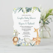 Safari-Tiere geschlechtsneutrale Paare Babydusche Einladung (Stehend Vorderseite)