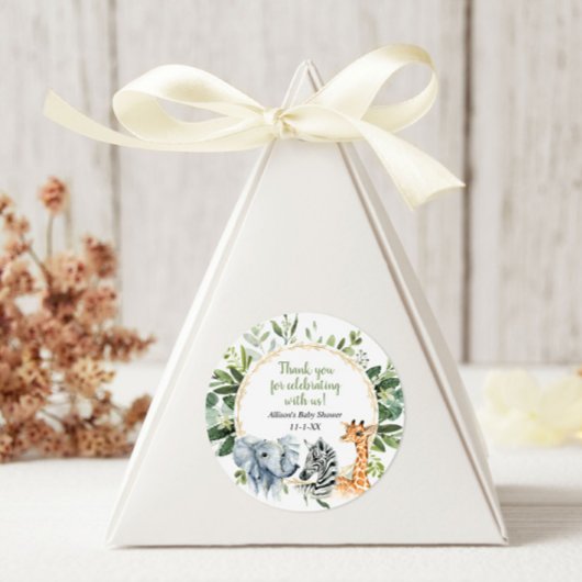 Safari Tiere Grüne Gold Babydusche Runder Aufkleber