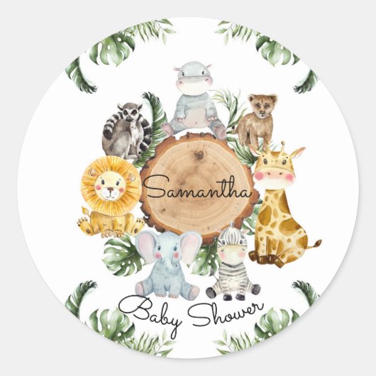 Safari-Tiere im Dschungelsticker Runder Aufkleber (Vorderseite)