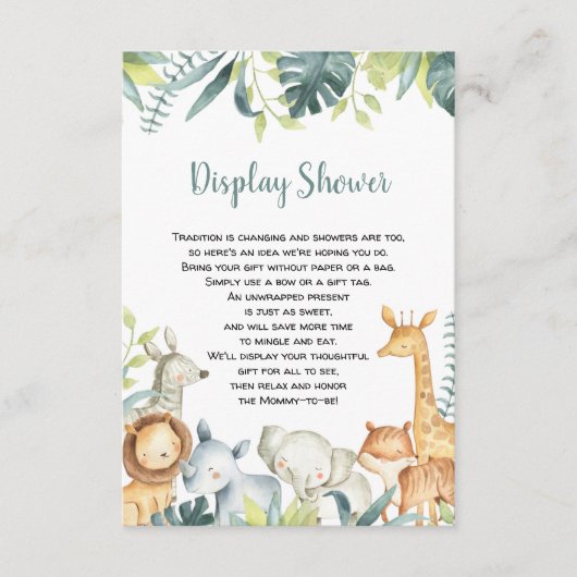 Safari-Tiere in Aquarellfarben zeigen Duscheinlage Begleitkarte (Vorderseite)