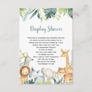 Safari-Tiere in Aquarellfarben zeigen Duscheinlage Begleitkarte