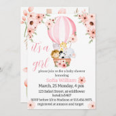 Safari-Tiere in Heißluftballon Babydusche Einladung (Vorne/Hinten)