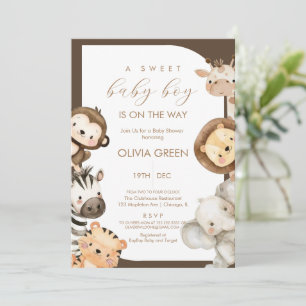 Safari-Tiere Junge Baby-Party  Einladung