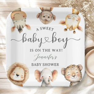 Safari-Tiere Junge Baby-Party Tropischer Dschungel Pappteller