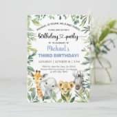 Safari-Tiere Junge Geburtstag einladen, jedes Alte Einladung (Stehend Vorderseite)