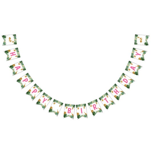 Safari Tiere Jungle Wild One Happy Birthday Wimpelkette (Alle)