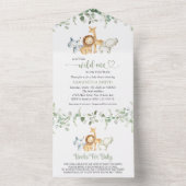 Safari-Tiere, Jungle, Wildtiere, Babydusche All In One Einladung (Innen Boden)