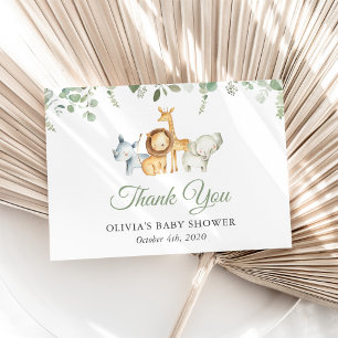 Safari-Tiere, Jungle, Wildtiere, Babydusche Dankeskarte