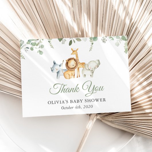 Safari-Tiere, Jungle, Wildtiere, Babydusche Dankeskarte