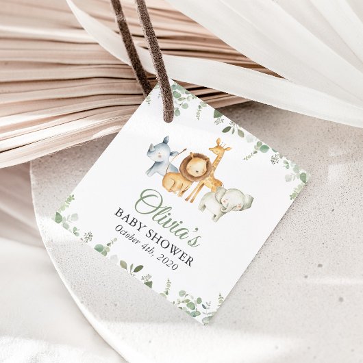 Safari-Tiere, Jungle, Wildtiere, Babydusche Geschenkanhänger