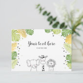 Safari Tiere Jungle Zoo Einlegen Karte Wild One (Stehend Vorderseite)