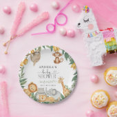 Safari-Tiere Kalligrafie Baby Shower Pappteller (Party)