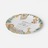 Safari-Tiere Kalligrafie Baby Shower Pappteller (Schrägansicht)