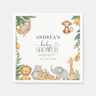 Safari-Tiere Kalligrafie Baby Shower Serviette