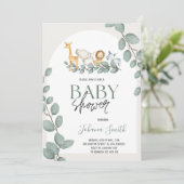 Safari-Tiere Kinderdusche Einladung (Stehend Vorderseite)