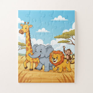 Safari-Tiere Kinderpuzzle | Elefant Giraffe Löwe Puzzle