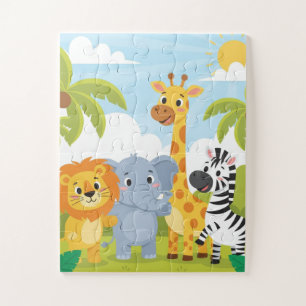 Safari-Tiere Kinderpuzzle Süßer Löwe Elefant Gi Puzzle