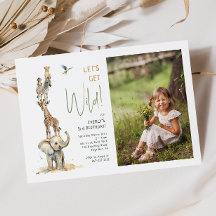 Safari Tiere "Let's Get Wild" Foto Geburtstag