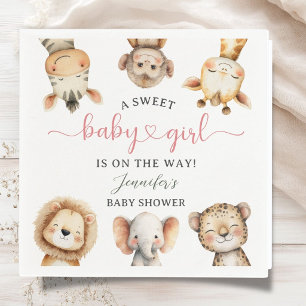 Safari-Tiere Mädchen Baby Shower Tropischer Dschun Serviette