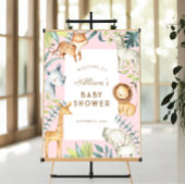 Safari-Tiere Mädchen Babydusche Begrüßungszeichen Poster