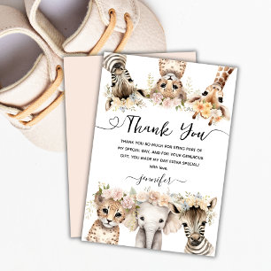 Safari-Tiere Mädchen Geburtstag Dankeskarten Dankeskarte