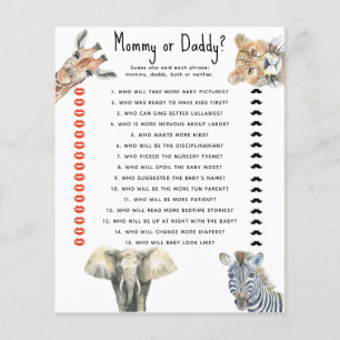 Safari-Tiere - Mama- oder Papa-Baby-Duschgame