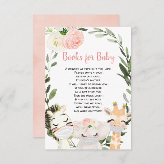 Safari Tiere Masken Buch Anfrage Mädchen Dusche Begleitkarte (Vorne/Hinten)