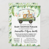 Safari-Tiere mit Jungle-Kinderdusche Einladung (Vorne/Hinten)