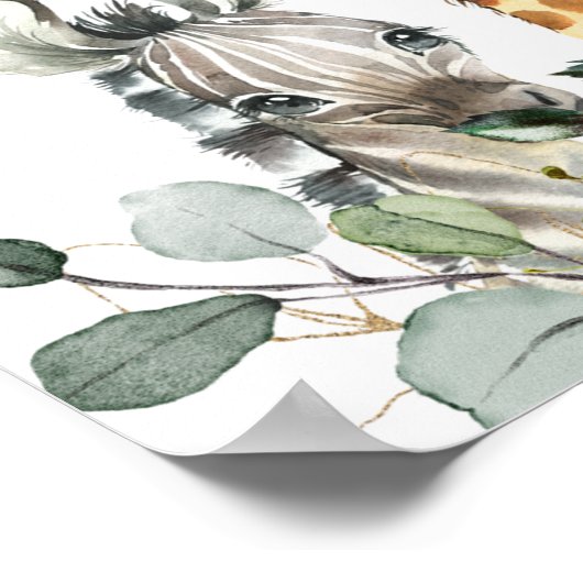 Safari Tiere mit Löwenbaby-Dusche Begrüßungszeiche Poster (Ecke)