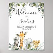 Safari Tiere mit Löwenbaby-Dusche Begrüßungszeiche Poster (Vorne)