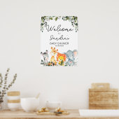Safari Tiere mit Löwenbaby-Dusche Begrüßungszeiche Poster (Küche)