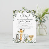 Safari-Tiere mit Löwenbaby-Dusche Einladung (Stehend Vorderseite)