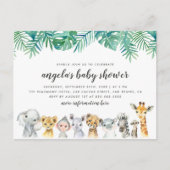 Safari-Tiere Moderne Babydusche Einladungspostkarte (Vorderseite)