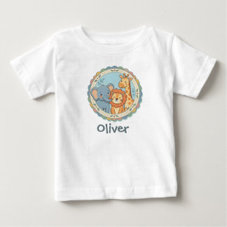Safari-Tiere Pastell Elefant Löwe Giraffe Baby T-shirt