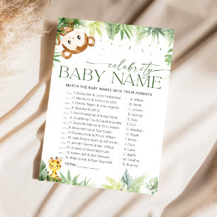 Safari-Tiere Prominenten-Babynamen-Spielkarte