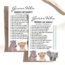 Safari-Tiere "Raten Sie, wer.." Baby Shower Game