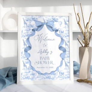 Safari-Tiere Toile de Jouy Babyparty Begrüßung Poster