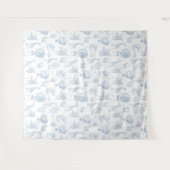 Safari-Tiere Toile de Jouy Blue Babydusche Wandteppich (Vorderseite (Horizontal))