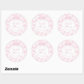 Safari-Tiere Toile de Jouy Pink Baby Dusche Runder Aufkleber (Blatt)